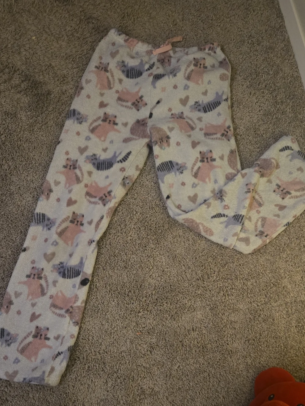 Old Navy Cream Plush Pajama Pants with Pink and Gray Animal Print